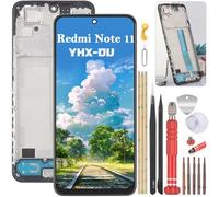 YHX-OU 6.43'' Nero Kit Schermo LCD con Telaio per Xiaomi Redmi Note 11 2201117TG 2201117TI 2201117TY 2201117TL LCD Display Touch Screen Digitizer Ricambio Assembly con Utensili Inclusi