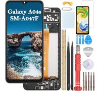 YHX-OU 6.5" Nero + Cornice Schermo per Samsung Galaxy A04s SM-A047F SM-A047F/DS SM-A047F/DSN Riparazione e Sostituzione LCD Display Touch Screen Digitizer con Utensili Inclusi + Vetro Temperato