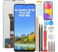 YHX-OU 6.58'' Nero Schermo per Xiaomi Redmi 10 5G / Poco M4 4G /5G LCD Display Touch Screen Digitizer Ricambio Assembly con Utensili Inclusi E Vetro temperato