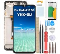 YHX-OU 6.58'' Nero+Telaio Schermo per Xiaomi Redmi 10 5G 22041219G 22041219NY LCD Display Touch Screen Digitizer Ricambio Assembly con Utensili Inclusi