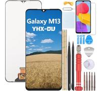 YHX-OU 6.6" Nero Schermo per Samsung Galaxy M13 4G SM-M135F SM-M135FU LCD Display Touch Screen Digitizer Ricambio Assembly + Strumento + 1 Pezzo Vetro temperato