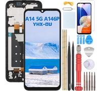 YHX-OU 6.6'' Nero+Telaio Schermo per Samsung Galaxy A14 5G SM-A146P SM-A146U LCD Display Touch Screen Digitizer Ricambio Assembly con Utensili Inclusi + Vetro temperato