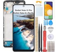 YHX-OU 6.67'' Nero con Telaio Incell Schermo per Xiaomi Redmi Note 11 PRO Redmi Note 11 PRO 5G LCD Display Touch Screen Digitizer Ricambio Assembly con Utensili Inclusi+Vetro temperato