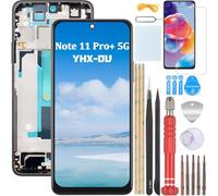 YHX-OU 6.67" Nero+Telaio TFT Display LCD per Xiaomi Redmi Note 11 PRO+ 5G 21091116UG, 21091116UC LCD Schermo Touch Screen Digitizer Assemblea E Strumenti di Installazione+1 Pezzo Vetro temperato