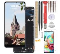 YHX-OU 6.7'' Incell Nero + Telaio Display per Samsung Galaxy A71 SM-A715F/DS LCD Schermo Touch Screen Digitizer Assemblea E Strumenti di Installazione + A71 Vetro Temperato
