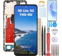 YHX-OU 6.7" Nero con Cornice Schermo per Honor 90 Lite 5G CRT-NX1 LCD Display Touch Screen Digitizer Ricambio Assembly con Strumento di Installazione + 1 Pezzo Vetro temperato