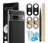 YHX-OU Nero Lente Fotocamera per Google Pixel 7 Lente Vetro Camera Posteriore [2 Pezzi] con pinzette + [2 Pezzi] Camera Vetro temperato