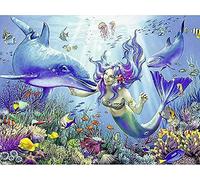 YHX926 Kit Punto Croce,11 ct Counted,Sirena,Principianti Timbrato Kit Punto Croce Prestampato,DIY Kit Ricamo Punto Croce Natale Decorazioni per la casa-40 * 50cm