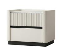 YHxFlux Camera da letto Nightstand Comodino Piano Superiore in Pietra Chiara Due Cassetti Maniglie Nascoste for Camera da Letto Tavolo da letto(Bianco,Grande)