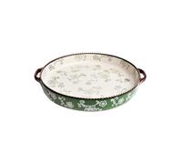 YHxFlux Piatto Lasagna Home Creative Double Ear Ceramic Baking Tray, Underglaze Color, High-temperature Resistant Multifunctional Pizza per forno(Green)