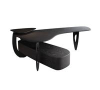 YHxFlux Scrivania per computer Scrivania da ufficio moderna e di lusso ad angolo con mobiletto laterale, grande scrivania for PC spazio archiviazione, nera per lo studio(M)