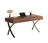 YHxFlux Scrivania per computer Scrivania direzionale, moderna scrivania in legno massello con cassetti e prese di ricarica, gambe del tavolo a forma X, for ufficio domestico per lo studio(L)