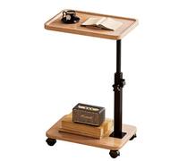 YHxFlux Tavolino moderno Roller Storage Rack Adjustable Table Mobile Small Coffee per la camera da letto(Natural wood color)