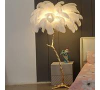 YHYAI Lampada da Terra a LED di Lusso con Piume di Struzzo, Illuminazione in Resina dimmerabile per Camera da Letto, Ufficio, casa e corridoio, Design Elegante per la Lettura e l'atmosfera