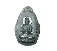 YHYQiFei Hetian Jade Natural nefrite jade quan yin Ciondolo Amuleto intagliato a mano Buona fortuna Amuleto Giada Gioielli Feng Shui cinese, 2.4 - 3 inch, Giada etiana, giada etiana