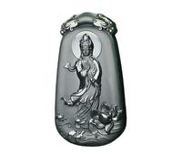 YHYQiFei Hetian Jade Natural nefrite jade quan yin Ciondolo Amuleto intagliato a mano Buona fortuna Amuleto Giada Gioielli Feng Shui cinese, 2.4 - 3 inch, Giada etiana, giada etiana