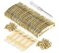 YHYZ Grucce a denti di sega (piccole, 450 pezzi), 150 ganci dorati, con 300 viti + cacciavite, per cornici, quadri, foto, opere d'arte e orologi domestici (set da 150, piccoli)