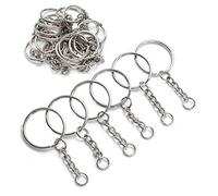 YHYZ Set di anelli portachiavi, anelli portachiavi con catena + anelli di apertura, per fai da te, nappe in resina, creazione di gioielli artistici, Argento, 25mm(30pcs)