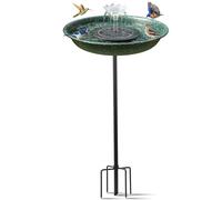 Yiabivo Abbeveratoio per uccelli a energia solare con fontane per colibrì, design stabile ed elegante con base a 5 rebbi, vasca per uccelli in plastica per esterni, prato, patio, cortile, giardino