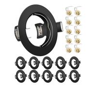Yiahin Cornice Faretti LED da Incasso GU10 per cartongesso, Portafaretto da Incasso Rotondo Nero, Foro 55mm-70mm, Per 50mm LED e Alogeno, Portalampade GU10 Inclusi, Set di 10