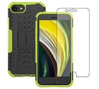 Yiakeng Cover iPhone SE 2020/iPhone 7/8 + Proteggi Schermo, Antiurto Protezione Silicone con Kickstand Rugged Custodia Case per iPhone SE 2020/iPhone 7/8-4.7" (Verde)
