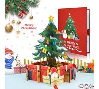 YianHien Biglietto Natale Albero di Natale 3D, Cartoline di Natale Pop-Up con Busta, Squisito Biglietto di Natale per Mamma, Papà, Nonno, Nonna, Zio, Zia, Figlio, Figlia, Buon Anno Nuovo