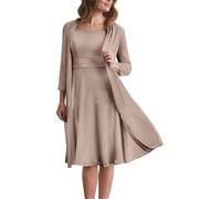 YIANN - Abiti da sposa in chiffon per la madre della sposa, con giacche, a due pezzi, abito da cerimonia formale per donna, Tortora, 40