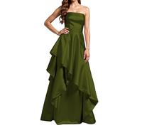 YIANN Abito da ballo da donna senza spalline per adolescenti abito da sera formale in raso increspato una linea, Verde oliva, 40