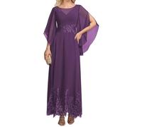 YIANN Abito da donna con scollo rotondo per madre della sposa con applique in pizzo Una linea lunga formale abito da sera, Uva, 50