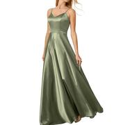 YIANN YIAX173 - Abiti lunghi da damigella d'onore da donna, in raso, eleganti, per feste da sera formali, Verde Salvia Scuro, 50
