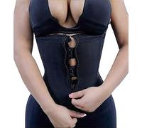 YIANNA Donna Corsetto Stringivita Modellante Waist Trainer Dimagrante Bustino Modellante Pancera Snellente Corset Latex Nero con Cerniera, 2219 Size XS