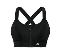 YIANNA Donna Reggiseno Sportivo Alto Impatto Taglie Forti Imbottito Senza Ferretto Top Palestra Yoga Apertura Frontale con Cerniera Nero,YA151 Size L