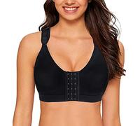 YIANNA Reggiseno Sportivo Donna Post Chirurgico Apertura Frontale Reggiseni Senza Ferretto Mastoplastica Bralette Contenitivo Nero, 128 Size M