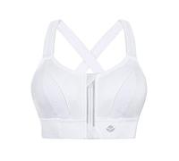 YIANNA Reggiseno Sportivo Donna Taglie Forti Senza Ferretto Reggiseni Sportivi Imbottito Apertura Davanti Cerniera Sports Bra Top Bianco, 151 Size XL