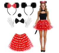 Yi'antai Costume Topo da Donna, Minni Costume Carnevale Donna, Costume da Maus Mouse, Costume da Topo da Donna per Donna, Costumes da Topoo per Adulti, Minni Costume Donna (B)