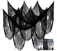 Yi'antai Garza Nera Halloween 120 x 1000 cm, Panno Raccapricciante, Cotone Spettrale Cheesecloth, Garza Raccapricciante Nera Halloween per Case Stregate, Giardino Esterno, Feste di Halloween
