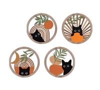 Yianyal Arredamento del bagno del gatto, arte della parete del gatto,4 set metà centro bohemian - Decorazione della camera da estetica, arazzi geometrici della fattoria, 10x10 pollici per