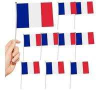 Yianyal Bandiera francese a mano | 10 pezzi piccole bandiere francesi | 5,5 x 8,3 pollici bandiera francese su asta per feste, festival, eventi storici, aule,