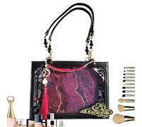 Yianyal Borsa a Tracolla - Borsa A Tracolla Casual | Stile Cinese Ancestrale, Grande Capacità Leggero Per Laptop E Cosmetici, nero e rosso, Se référer au descriptif