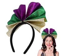 Yianyal Cerchietto per capelli da donna, grande fiocco con paillettes, decorazione per martedì grasso, graziosa fascia per capelli per martedì grasso, accessorio per capelli per donne e bambini