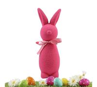 Yianyal Coniglietto pasquale floccato | Coniglio floccato in piedi ornamento da tavolo con papillon - Centrotavola primaverile, decorazioni per la cameretta dei bambini per mensola