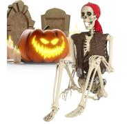 Yianyal Decorazioni scheletro Halloween | Ossa di pirata con articolazioni mobili | Decorazione spaventosa per il cortile posteriore giardino festa e portale