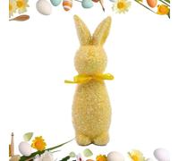 Yianyal Statuetta a forma di coniglietto floccato, graziosa statua di coniglio pasquale in piedi con papillon, centrotavola primaverile, decorazioni per la cameretta dei bambini