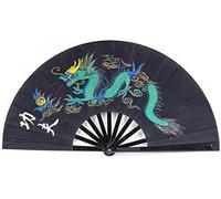 YIANZZ Ventaglio cinese Tai Chi Kung Fu in bambù pieghevole con 1 drago (nero)
