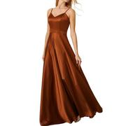 YIAX173 - Abiti lunghi da damigella d'onore da donna, in raso, eleganti, per feste da sera formali, Ruggine, 44