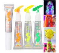 YIBABY Set di 3 colori magici per capelli semipermanenti, bagliore in gel per capelli al neon, luce lavabile, per feste, Halloween, Natale (verde + arancione + giallo, 3 pezzi)