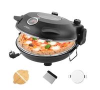 YIBAKE Forno Elettrico per Pizze, Pizza 4' Minuti, Φ 31cm Piastra Pietra Ceramica, Max 420℃ Forno Pizza con 5 livelli di cottura, inkl. Pala per Pizza, Raschietto e Ricette