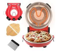 YIBAKE Forno Pizza Elettrico, Pizza 4' Minuti, Φ 31cm Pietre da Forno, Max 420℃ Forno Pizza, inkl. Pala per Pizza, Raschietto e Ricette Rosso