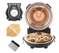 YIBAKE Forno Pizza Elettrico, Pizza 4' Minuti, Φ 31cm Pietre da Forno, Max 420℃ Forno Pizza, inkl. Pala per Pizza, Raschietto e Ricette Ferroso
