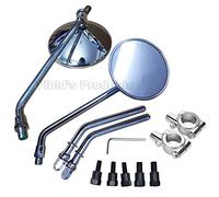 Yibid Universal Chrome 4" Round Motorcycle Rearview Mirrors Classic Retro Side Mirror Multi-fit Replacement for Cruiser Chopper Cafe Racer Sportster Bobber Touring Dyna Kawasaki Suzuki Yamaha Ducati